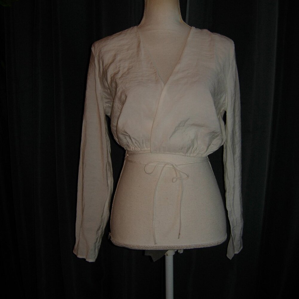 Zara White Wrap Tie Crop Top S